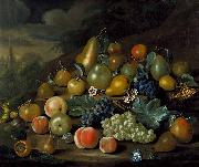 A Still Life of Pears, Peaches and Grapes Charles Collins